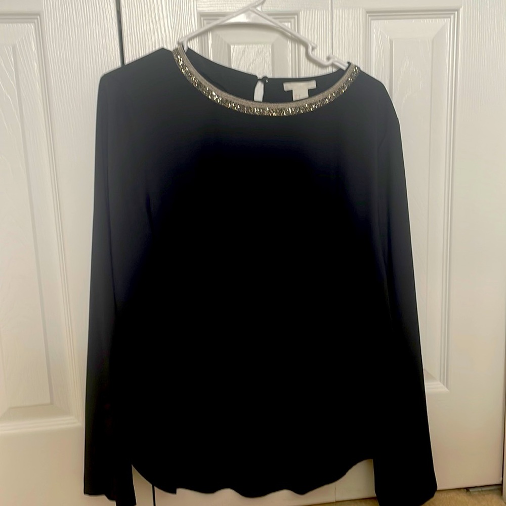 Like new Black blouse with ornamental collar perfect for Holidays